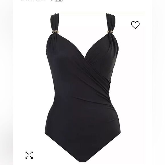 Miraclesuit Razzle Dazzle Twist Front Underwire Swimsuit in Black, Sz 16 NWOT - Picture 4 of 8